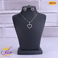نیم ست نقره قلب تو خالی | AR 249