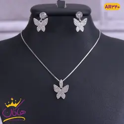 نیم ست نقره پروانه تمام نگین | AR 340