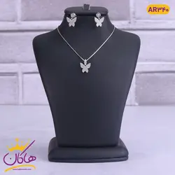 نیم ست نقره پروانه تمام نگین | AR 340