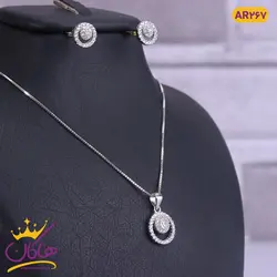نیم ست نقره دایره فول نگین | AR 267