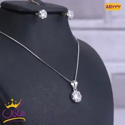 نیم ست نقره گل نگین دار | AR 232