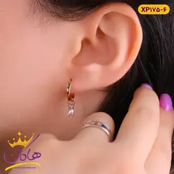 خرید و قیمت گوشواره حلقه ای گرد نگین باگتی | هاکان مد