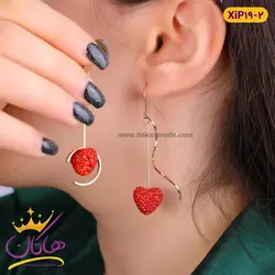 گوشواره استیل زنانه آویز قلب قرمز