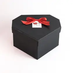 جعبه کادویی قلبی مشکی هفت ضلعی بزرگ کد 207