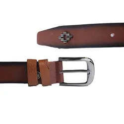 کمربند چرم آیگون دری مدل KA110 مشکی قهوای لبه مشکی