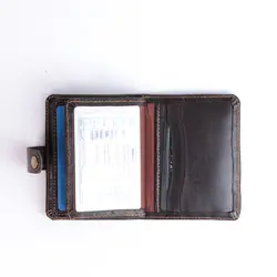 کیف جا کارتی چرم طبیعی فراگامو قهوای کد 149