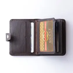کیف جا کارتی چرم طبیعی گوچی قهوای کد 80