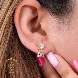 خرید گوشواره طرح گربه و اشک نگین دار | هاکان مد