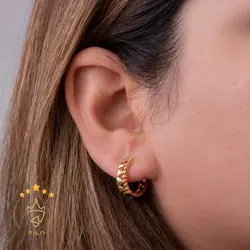 گوشواره گلگوش قلب دار طلایی | XP 110