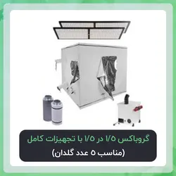 گروباکس 1.5 در 1.5 با تجهیزات کامل | پکیج طلایی ( مناسب5 عدد گلدان)