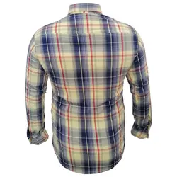 پیراهن پنبه کش چهارخانه زرد