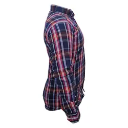 پیراهن پنبه کش چهارخانه سرمه ای