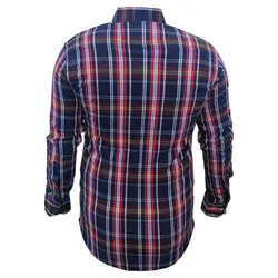 پیراهن پنبه کش چهارخانه سرمه ای