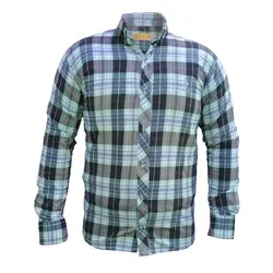 پیراهن کش چهارخانه آبی مشکی