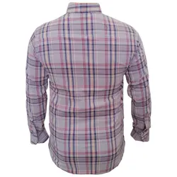 پیراهن پنبه کش چهارخانه طوسی