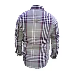 پیراهن کشمیر چهارخانه طوسی قرمز