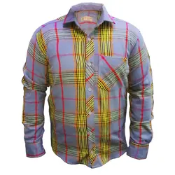 پیراهن کشمیر چهارخانه طوسی