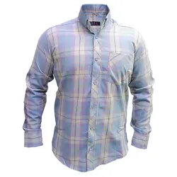 پیراهن نخ پنبه چهارخانه پسته ای