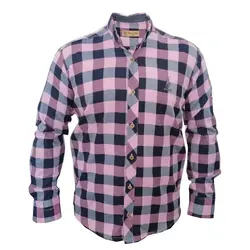 پیراهن نخی چهارخانه صورتی مشکی