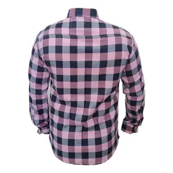 پیراهن نخی چهارخانه صورتی مشکی