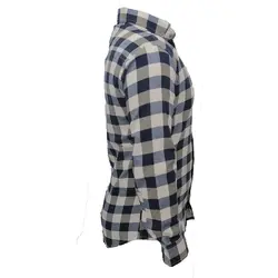 پیراهن نخی چهارخانه کرم مشکی