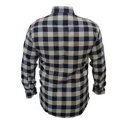 پیراهن نخی چهارخانه کرم مشکی