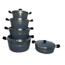 سرویس قابلمه ژیوار طرح چدن(10 پارچه) - فروشگاه ظروف گرانیتی ژیوار
