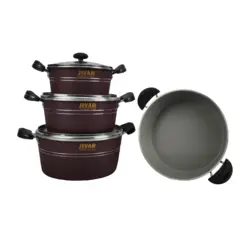 سرویس قابلمه ارکیده ژیوار طرح چدن (7 پارچه) - فروشگاه ظروف گرانیتی ژیوار