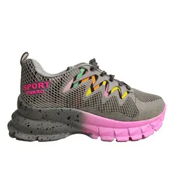 کفش زنانه تکرو طوسی صورتی