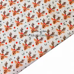 پارچه کرپ بوگاتی کریسمس طرح سر گوزن کد 113