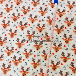 پارچه کرپ بوگاتی کریسمس طرح سر گوزن کد 113