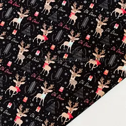 پارچه کرپ بوگاتی کریسمس طرح گوزن خاکستری کد 118