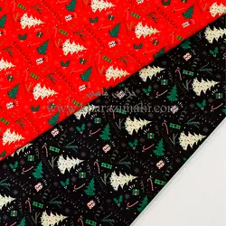 پارچه کرپ بوگاتی کریسمس طرح درخت کریسمس کد 116