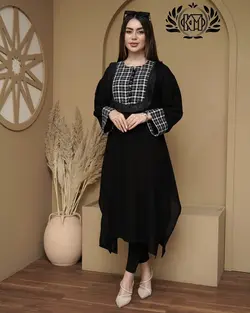 مانتو کفتان جلو چهارخونه | مانتو تابستانی