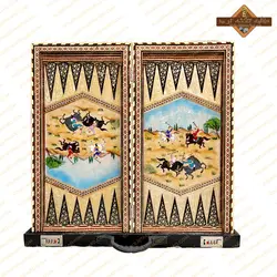 تخته نرد خاتم شیراز 60 سانتی نقاشی چوگان