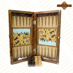 تخته نرد چوب روسی طرح چوگان آبی