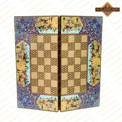تخته نرد چوب روسی طرح چوگان آبی
