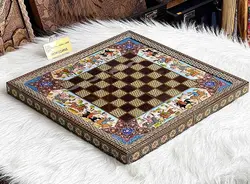 تخته نرد خاتم اصفهان لبه ستونی نقاشی چوگان