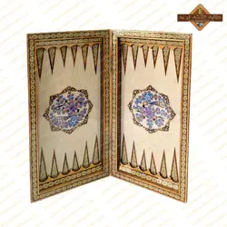 تخته نرد خاتم لبه گرد گل و مرغ