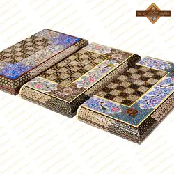 تخته نرد خاتم لبه گرد گل و مرغ