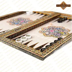 تخته نرد خاتم لبه گرد گل و مرغ