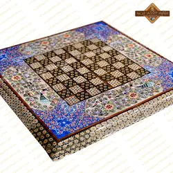 تخته نرد خاتم لبه گرد گل و مرغ