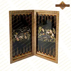 تخته نرد خاتم زمینه مشکی نقاشی چهره