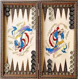 تخته نرد خاتم نقاشی مجلسی چهره