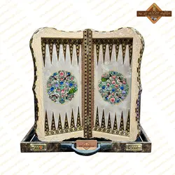 تخته نرد خاتم نقاشی برجسته گل و مرغ