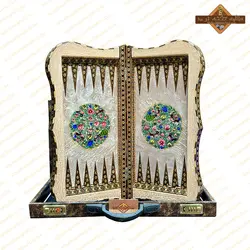 تخته نرد خاتم نقاشی برجسته گل و مرغ