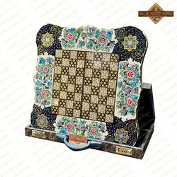 تخته نرد خاتم نقاشی برجسته گل و مرغ