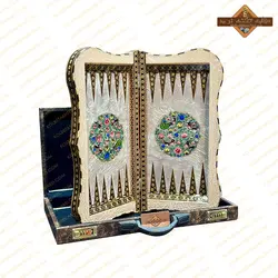 تخته نرد خاتم نقاشی برجسته گل و مرغ