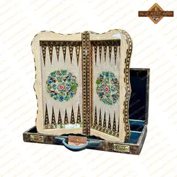 تخته نرد خاتم نقاشی برجسته گل و مرغ