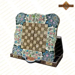 تخته نرد خاتم نقاشی برجسته گل و مرغ